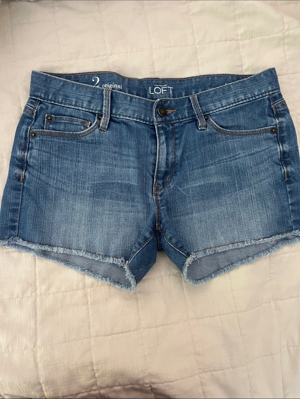 LOFT Medium Blue Denim Cutoff Shorts